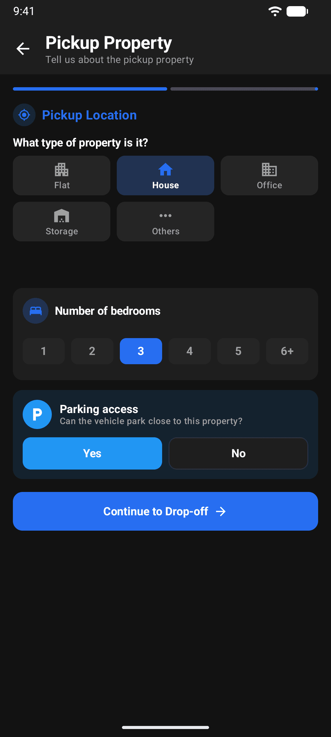 The eMoval app collecting property details for a house removal
